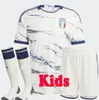 Kids Kit 2023 İtalya Futbol Formaları Italia 23 24 Italia Maglie Da Calcio Verratti Chiesa Gnonto Boys Futbol Gömlek Lorenzo Pinamonti Politano Grifo Üniforma