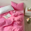 Bedding sets Pink Series 4pcs Soft Bedding Sets Duvet Cover Bedclothes Bedspread Pillowcases Bedding Flat Sheets Comforter Sets for Girls 230308