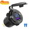 Ny 48W 12V/24V Snabbladdning Aluminium Typ C PD QC3.0 USB -laddningsuttag med switch LED Voltmeterfor bilmotorcykel