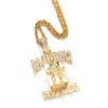 Bijoux Hip Hop glacé DEATHROW, pendentif en or rempli de Zircon CZ, collier scintillant avec chaîne rappeur DJ, accessoires cadeau