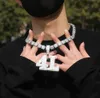 Collar con colgante de letras de diamante completo a-z con nombre personalizado para hombres y mujeres, regalos, collar de circonia cúbica, joyería de Hip Hop