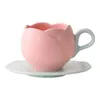 Mugs Tulip Flower Shaped Coffee Cup Set Vintage With Saucer Afternoon Tea Ceramic Mug Tray Cups Kit