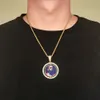 Collier pendentif Photo personnalisé, pendentifs Double face rotatifs avec Zircon, bijoux Cool pour hommes