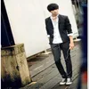 Men's Suits Blazers Men Black Slim Tunic Jacket Single Breasted Blazer Japanese School Uniform College Coat 230308