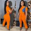 Women Designer Summer Outfits Tracksuits Two Piece Sets Short Sleeve T-Shirt och Loose Pants Sportwear Casual Patchwork Clothing