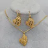 Ketting oorbellen klein voor vrouwen Dubai 24k gouden hart hanger Ethiopian Love African Wedding Bridal Gift