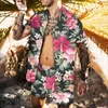 Camisas casuais masculinas 2023 Jaqueta de verão Homens de manga curta camisa floral estampa 3d e férias de praia wohawaiian lazer