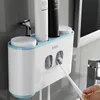 Diş fırçası tutucular ecoco tutucu otomatik sıkma diş macunu dağıtıcı duvar kupası depolama banyo aksesuarları 230308