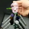 Smoking Pipes Colored single-wheel skull glass smoke set Wholesale Glass Water Pipes Tobacco Accessories Glass Ash Catcher