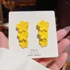 Dangle Küpeler Abartılı Çiçek Reçine Küpe CZ Taş Sarı Punk Takı Mor Uzun Damla Zinciri Bouclees D OREILLE