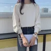 Kvinnors blusar 2023 Spring Summer Women's Shirt Puff Sleeve Elegant Sweetheart Clothing Solid Wild Korean Style Lady Tops MT796