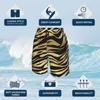 Men's Shorts Black And Gold Tiger Print Board Animal Fur Stripes Pattern Beach Males Printed Plus Size Swim Trunks Gift IdeaMen's