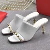 Sandali con perline da donna estivi designer ragazza tacco alto pantofole moda temperamento salice unghie comode scarpe di bellezza