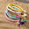 أساور الحبل المرن في Anklets للنساء سوار شل سوار Femme مجوهرات سحر الريشة الملونة رابط Mujer Pulseras Tassel