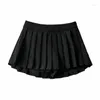 Skirts HYRAX Pleated Skirt Summer 2023 Pattern High Waist Shows Thin Sexy Retro Tennis Black White Korea Miniskirt