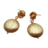 Boucles d'oreilles YYGEM 21mm couleur or plaqué brossé goutte boucle d'oreille pièce balancent dame bijoux élégants