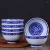 Tigelas 6pcs 4,5 polegadas azul e branco Rice Sopa Sopa Sopa Sopa Chinesa Tigela de Dragão Chinês Acessórios de Mesa de Mesa de Mesa de Cerâmica