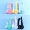 Cell Phone Earphones Flash Light Cute Cat Ears Wireless Headphone with Mic Control LED Kid Girl Stereo Music Helmet Bluetooth Headset Gift W0308