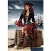 Casual Dresses Female Caribbean Pirates Costume Halloween Cosplay Suit Woman Gothic Medoeval Fancy Dress Drop Delivery Apparel Women DH1A4