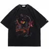 Men's T Shirts Streetwear Men T-shirt Harajuku Ripped Graphic Printed Oversized Tshirt Cotton Casual Summer Hip Hop Short Sleeve Clothing