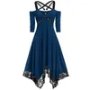 Lässige Kleider Mittelalter Gothic Schwarzes Kleid Frauen Offene Schulter Halbarm Spitze Cosplay Kostüm Party Club Elegante Vestidos