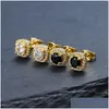 Stud Hip Hop Mens Earrings Jewelry New Fashion Round Gold Sier Black Diamond Iced Out Gift Drop Delivery Dhgarden Dhs50