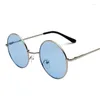 Jewelry Pouches 8208 Retro Circular Spectacle Frames For Men And Women With Flat Lens Sunglasses