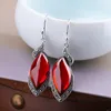 Dangle Earrings KJJEAXCMY Boutique Jewelry S925 Sterling Silver Handmade Women's Garnet Red Corundum Blue Sandstone