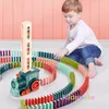 DIECAST Model Kids Electric Domino Train Zestaw samochodów dźwięk lekkie automatyczne układanie Domino Brick Blocks Gra Educational Christmas Prezent dla dzieci zabawki 230308