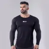 T-shirts pour hommes 2023 Hommes Skinny Chemise à manches longues Gymnases Fitness Bodybuilding Coton T-shirts Homme Jogger Workout Sportswear Tee Tops Vêtements