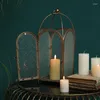 Candle Holders Begonia Glass Candelabra European Vintage Metal Wrought Iron Wind Lantern Wedding Decoration Table Centerpieces