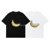 Herren-T-Shirt, Bananen-Stickerei, Buchstaben-Druck, kurzärmelig, atmungsaktives Sommer-T-Shirt, lässiges Rundhals-Oberteil, Schwarz/Weiß