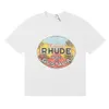 2023 Mens and Womens Fashion T-shirt Br Rhude s American High Street Letter Printing Round Neck Short Sleeve Casual Cotton Ff 3mdp