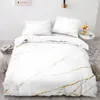 Bedding sets Marble Duvet Cover Set King/Queen Size White Gold Abstract Marble Texture Printed Bedding Set Abstract Polyester Quilt Cover 230308