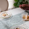 طاولة قطعة قماش قطنية من الكتان مستطيل شاي تغطية حفل زفاف مفرش المائدة الدانتيل شرابات المقاومة الغبار الأسرة