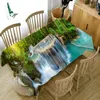 Table Cloth 3D Printed Landscape Spectacular Waterfall Tablecloth Large Tree Stone Dustproof Rectangular Party Home Decorations