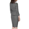 Two Piece Dress Spring And Summer Office Ladies Work Suit Jacket Skirt Fashion Lapel LongSleeved Slim Bag Hip TwoPiece Set 230307