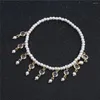 Anklets Creative Crytal Imitation Pearl Pendant Anklet Bracelet For Women Exquisite Summer Beach Foot Chain Sandals Jewelry Accessories