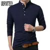 Polo da uomo Polo da uomo di marca Polo da uomo manica lunga tinta unita Camisa Polo Masculina Casual Cotton Plus Size M-4XL Top 230308