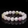 Strand 13mm Natural Genuine Kunzite Gems Stone Crystal Bracelets For Women Charm Stretch Clear Round Bead Bracelet Just One