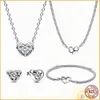 925 Silver Fit Pandora Necklace Pendant heart women fashion jewelry Moments Studied Chain Bracelet New