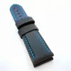 26mm - 22mm Black Canvas Leather Band Blue Stitch Strap Fit For PAM PAM 111 Wirst Watch