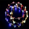 20pcs/ Hot Colorfle Christmas Party Greating Wreath Halloween Crown Flower Headband Femenino Llevado Luce Up Camoder Guierras