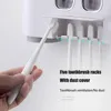 Toothbrush Holders ECOCO Wall Mount Automatic Toothpaste Squeezer Dispenser Holder Bathroom Accessories Storage Rack with 4 Cups 230308