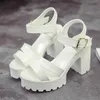 Sandals Fashion New Shoes Women Dresses For 2021 Wedge Summer PU Sandals Heeled Shoes Female Ladies White Black Size 35 36 37 38 39 Z0306