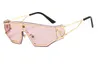 New Big Brand Metal Large Rim Sunglasses Personalized One-Piece Sunglasses Fashion Men and Women Glasses
