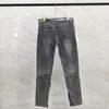 23ss homens eua lavado buracos quebrados calças jeans fita longa retalhos jeans calças de rua alta bottoms mar 8th293g