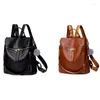 Skolväskor väska kvinnor faux läder ryggsäck handväska multi fickor axel konvertibla handväska