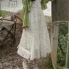 Spódnice Słodka japońska prosta wysoka talia długa spódnica Kobiety Beige 3D Lace Flowers Midi Spódnica Kobieta Vintage Kawaii Forfled Plated Squult 230308