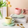 Mugs Tulip Flower Shaped Coffee Cup Set Vintage With Saucer Afternoon Tea Ceramic Mug Tray Cups Kit